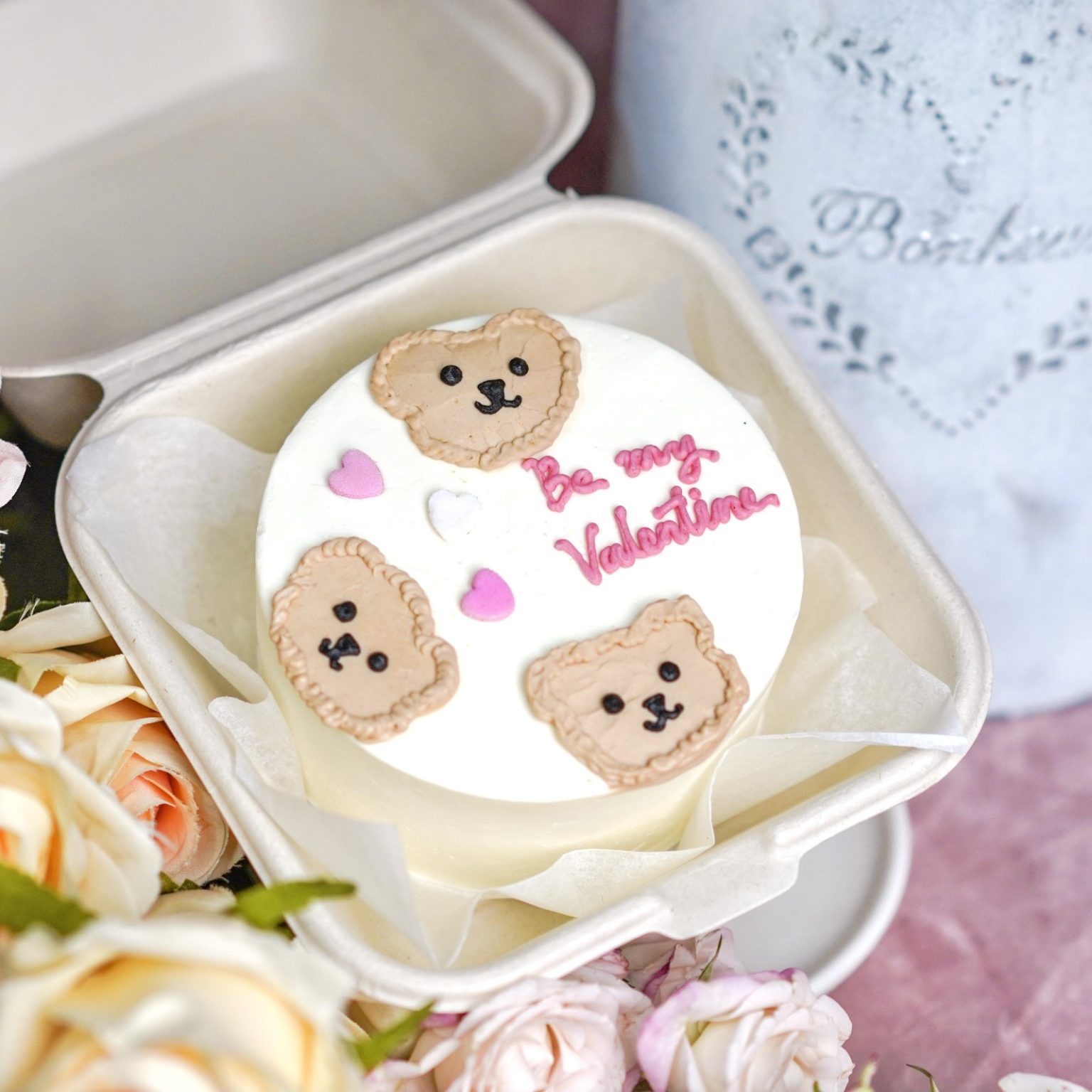 Teddy Valentine – Valentine’s Day Bento Cake - Creme Maison Bakery