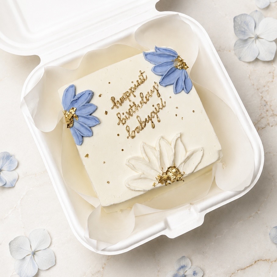 blue white flower bento cake singapore