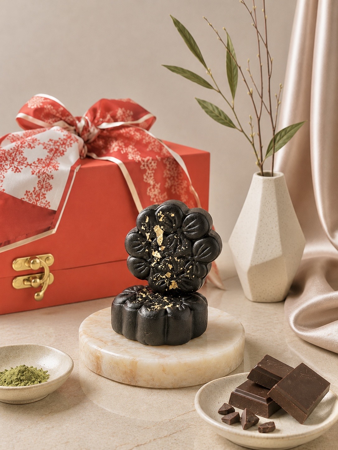 Low in sugar Matcha Belgian chocolate mooncakes singapore delivery mid autumn festival