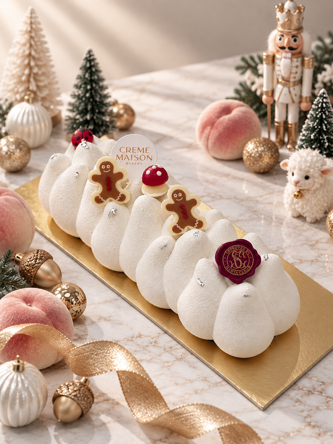 White peaches oolong log cake christmas gift christmas cake